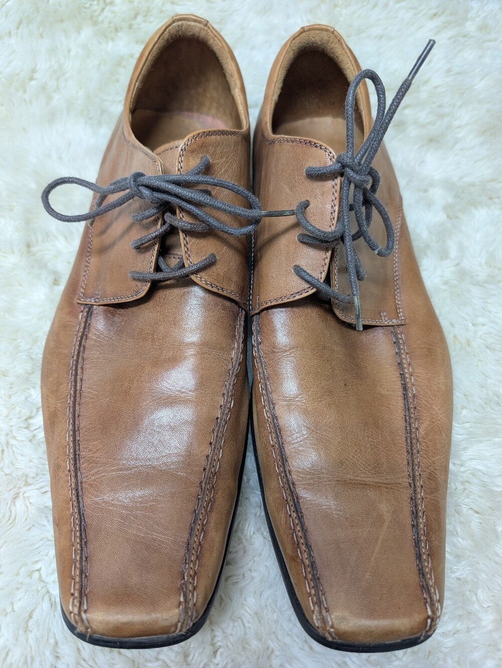 Kenneth Cole Reaction Tan Leather Lace-Up Oxford Shoes